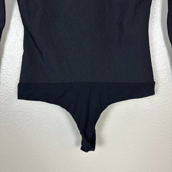 Lovers + Friends Revolve Bodysuit Ribbed Plunging Neck Black Women's Small - Picture 6 of 6